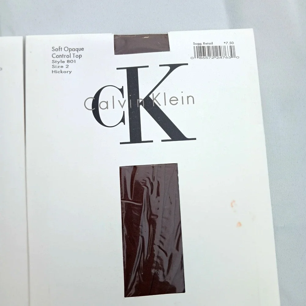 NWT Calvin‎ Klein 2 Pack Control Top Pantyhose Hickory Size 2 Opaque Hosiery